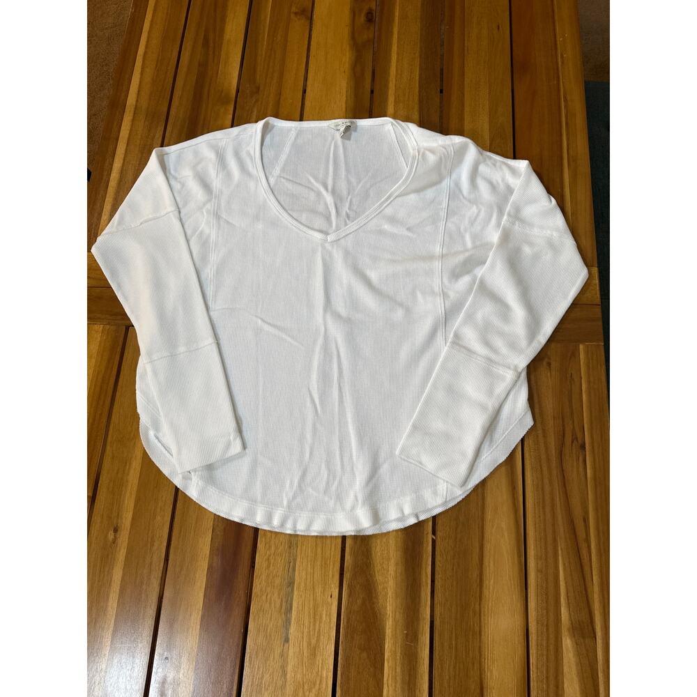 Lucky Brand Women’s White Waffle Knit Long Sleeve Top Size Large
